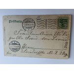POCZTÓWKA SZCZECIN, STETTIN RATUSZ, PRZEDWOJENNA, STEMPEL, ZNACZEK, 1904 R, USZKODZONA, LEKKO NADERWANA NA SAMEJ GÓRZE