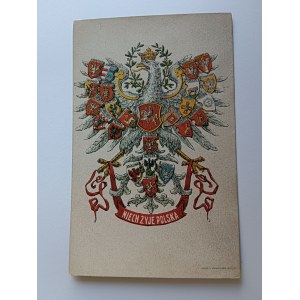 POSTCARD POLISH PAINTING, EAGLE, KRAKOW 1920 R, PRE-WAR, COAT OF ARMS, LET POLAND LIVE