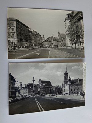 SET OF 2 PHOTOS WARSAW ZYGMUNT COLUMN, OLD CARS, POLONEZ