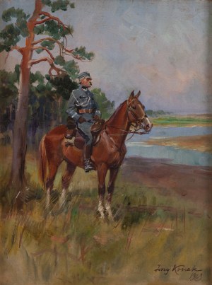 Jerzy Kossak (1886 Kraków - 1955 Kraków), Piłsudski na Kasztance, 1929