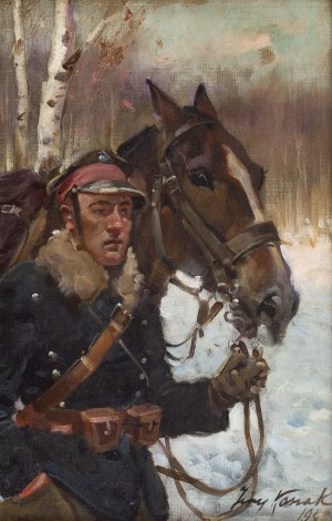Jerzy Kossak (1886 Kraków - 1955 Kraków), Ułan z koniem, 1923