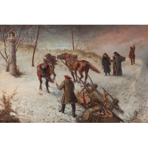Antoni Kozakiewicz (1841 Kraków - 1929 Kraków), Spłoszone konie, 1885