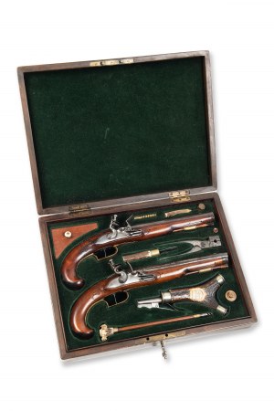 Flintlock pistols (pair in cartridge) 