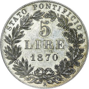 Papal States - Pius IX (1846-1878) - 5 Lire 1870 R