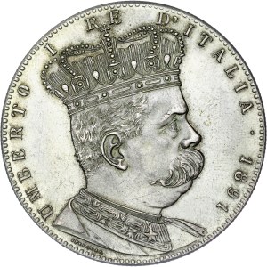 Etats italiens - Umberto I (1878-1900) - 5 Lire 1891 Tallero