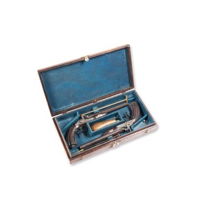 Pair of percussion pistols in a case F. Ulrich | Switzerland, Swiss