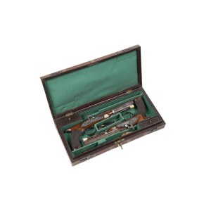Pair of percussion pistols in a case | England, English