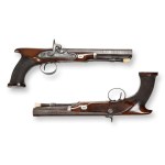 Pair of percussion pistols in a case | England, English