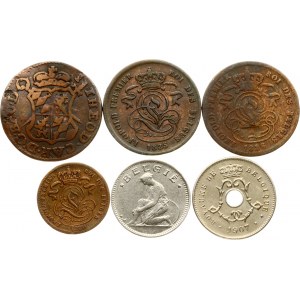 Belgium Liard - 50 Centimes 1751-1928 Lot of 6 coins
