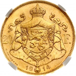 Belgium 20 Francs 1914 NGC MS 64+