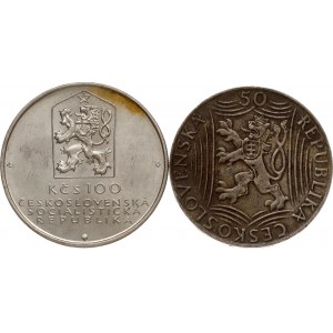 Czechoslovakia 50 Korun 1949 & 100 Korun 1982 Lot of 2 coins