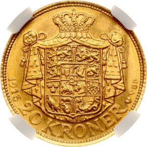 Denmark 20 Kroner 1913 VBP NGC MS 65+