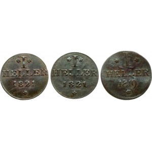 Germany Frankfurt 1 Heller (1819 - 1821) F GB Lot of 3 Coins