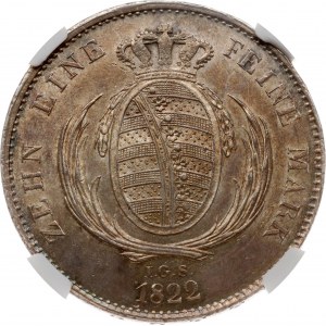 Germany Saxony Taler 1822 IGS NGC MS 61