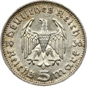 Germany Third Reich 5 Reichsmark 1936 D Paul von Hindenburg