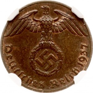 Germany Third Reich 1 Reichspfennig 1937 A NGC MS 62 BN