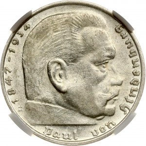 Germany Third Reich 2 Reichsmark 1938 E Paul von Hindenburg NGC AU 58