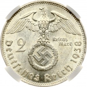 Germany Third Reich 2 Reichsmark 1938 E Paul von Hindenburg NGC AU 58