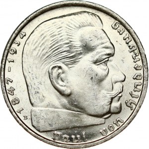 Germany Third Reich 2 Reichsmark 1938 B Paul von Hindenburg
