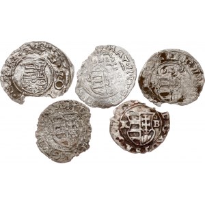 Hungary Denar 1586-1620 Lot of 5 coins