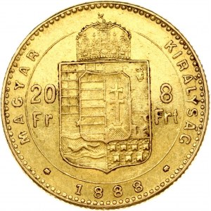 Hungary 20 Francs / 8 Forint 1888 KB