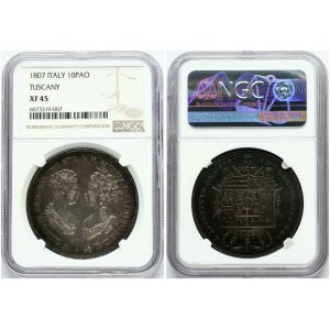 Tuscany 10 Lire 1807 NGC XF 45