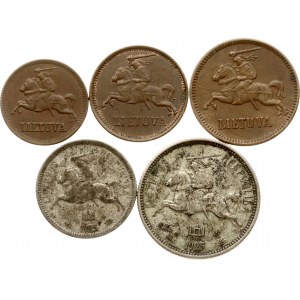 Lithuania 1 Centas - 2 Litu 1925-1936 Lot of 5 coins