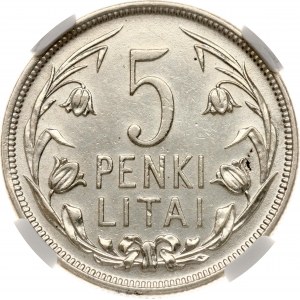 Lithuania 5 Litai 1925 NGC AU DETAILS