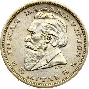 Lithuania 5 Litai 1936 Basanavicius