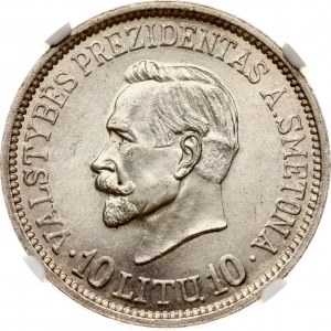 Lithuania 10 Litu 1938 Smetona NGC MS 63