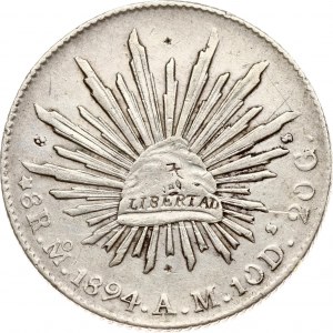 Mexiko 8 Reales 1894 Mo AM CHOPMARKED