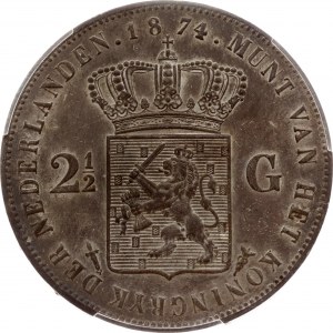 Netherlands 2½ Gulden 1874 PCGS MS 61