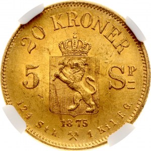 Norway 20 Kroner / 5 Speciedaler 1875 NGC MS 64