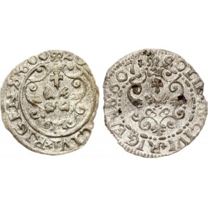 Poland Szelag 1600 & 1607 Riga Lot of 2 coins