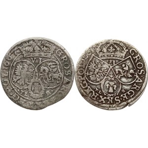 Poland Szostak 1661 TLB & 1667 TLB Lot of 2 coins