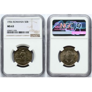 Romania 50 Bani 1956 NGC MS 63