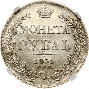 Russia Rouble 1834 СПБ-НГ NGC UNC DETAILS