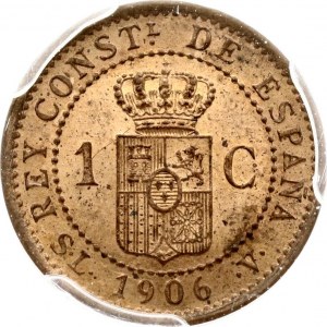 Spain 1 Centimo 1906 SLV PCGS MS 64 RB