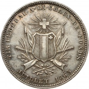 Switzerland 5 Francs 1863 Neuchatel Shooting Festival
