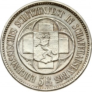 Switzerland 5 Francs 1865 Schaffhausen Shooting Festival