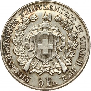 Switzerland 5 Francs 1872 Zurich Shooting Festival