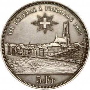 Switzerland 5 Francs 1881 Fribourg Shooting Festival