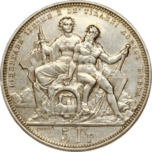 Switzerland 5 Francs 1883 Lugano Shooting Festival