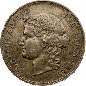 Switzerland 5 Francs 1889 B Head of Helvetia