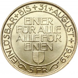 Switzerland 5 Francs 1939 B Lucerne Shooting Festival