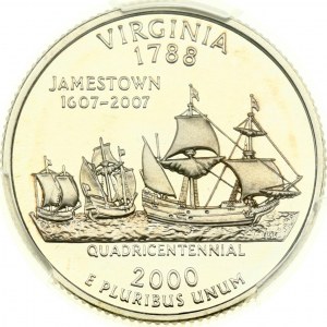 USA 1/4 Dollar 2000 S 'Washington Quarter' Virginia - Silver PCGS PR 69 DCAM