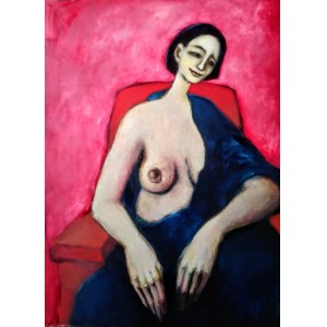 Miro White, Anna, Nude in the red chair, 2015.