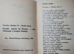 PRZEMYK GRZEGORZ A son or maybe a dream [Warsaw Independent Poets and Painters' Publishing House editorial according to 