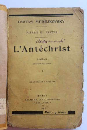 Pierre et Alexis L'Antechrist Roman traduit du Russe [PARIS 1926] in French.
