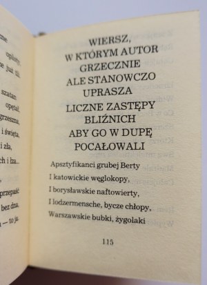 TUWIM JULIAN Wiersze skandaliczne, oprac. graf. SZARLOTA PAWEL [miniatura] wyd. I.